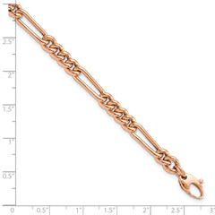 14K Rose Gold Polished Figaro Link Bracelet