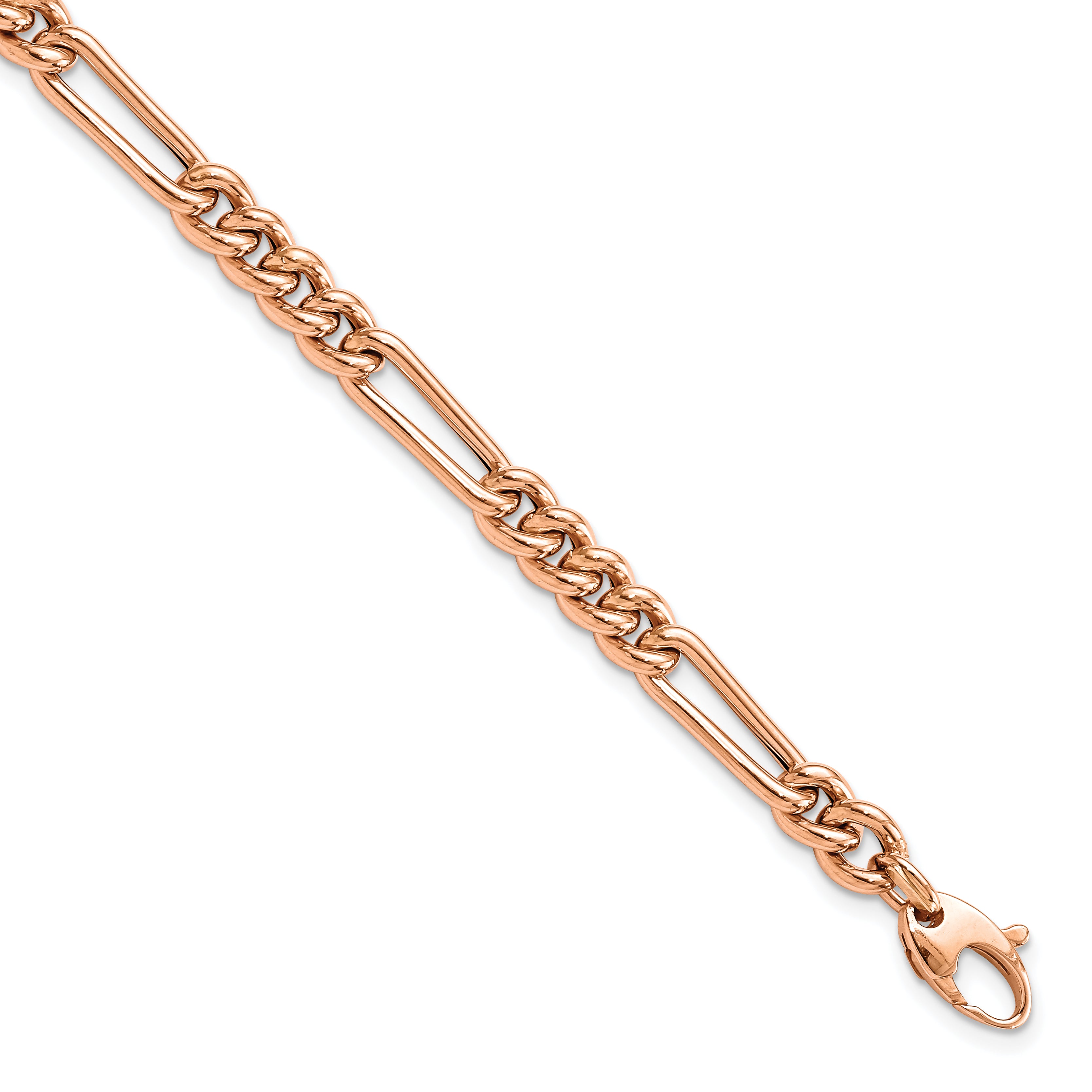 14K Rose Gold Polished Figaro Link Bracelet