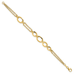 14K Polished Fancy Double-stranded Link Bracelet