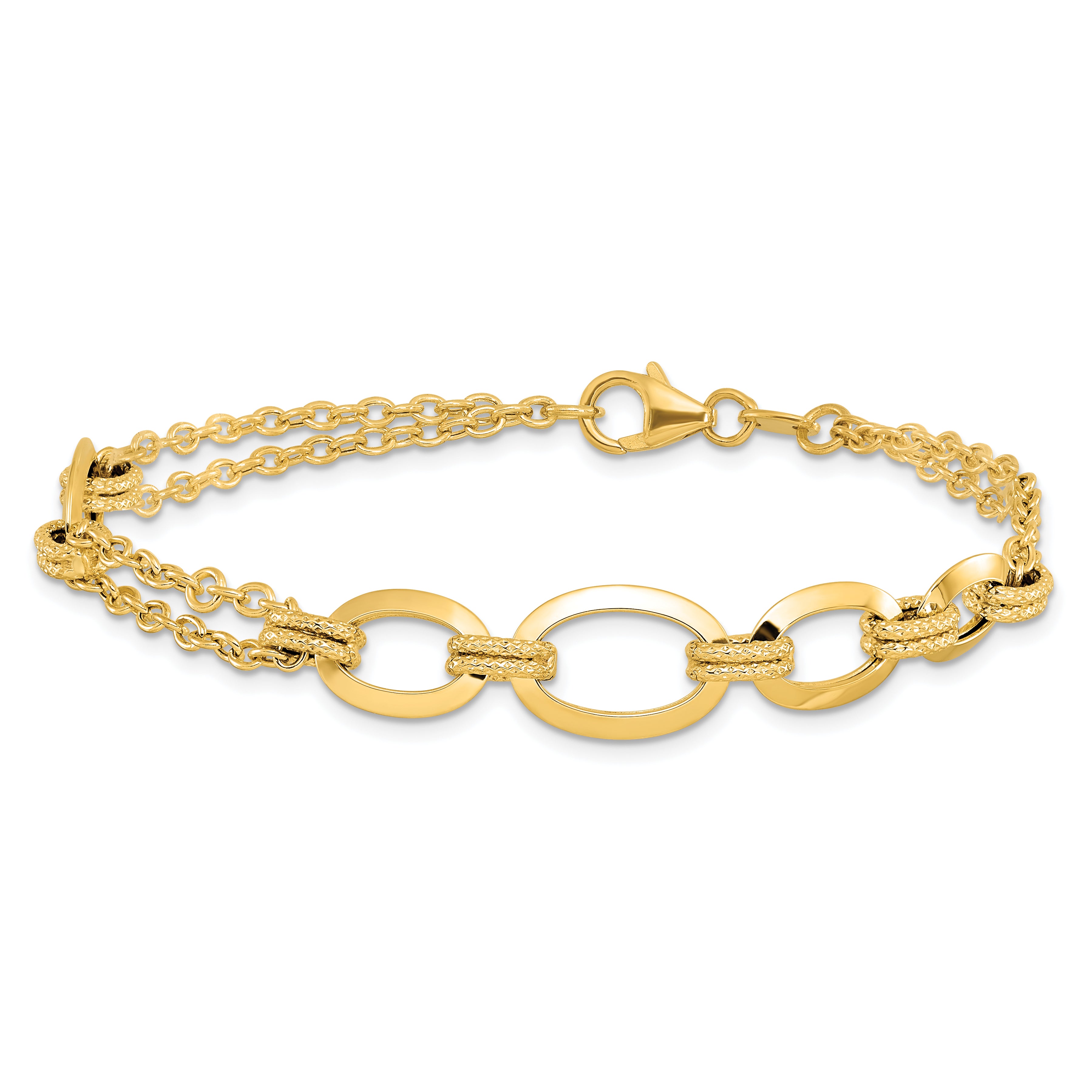 14K Polished Fancy Double-stranded Link Bracelet