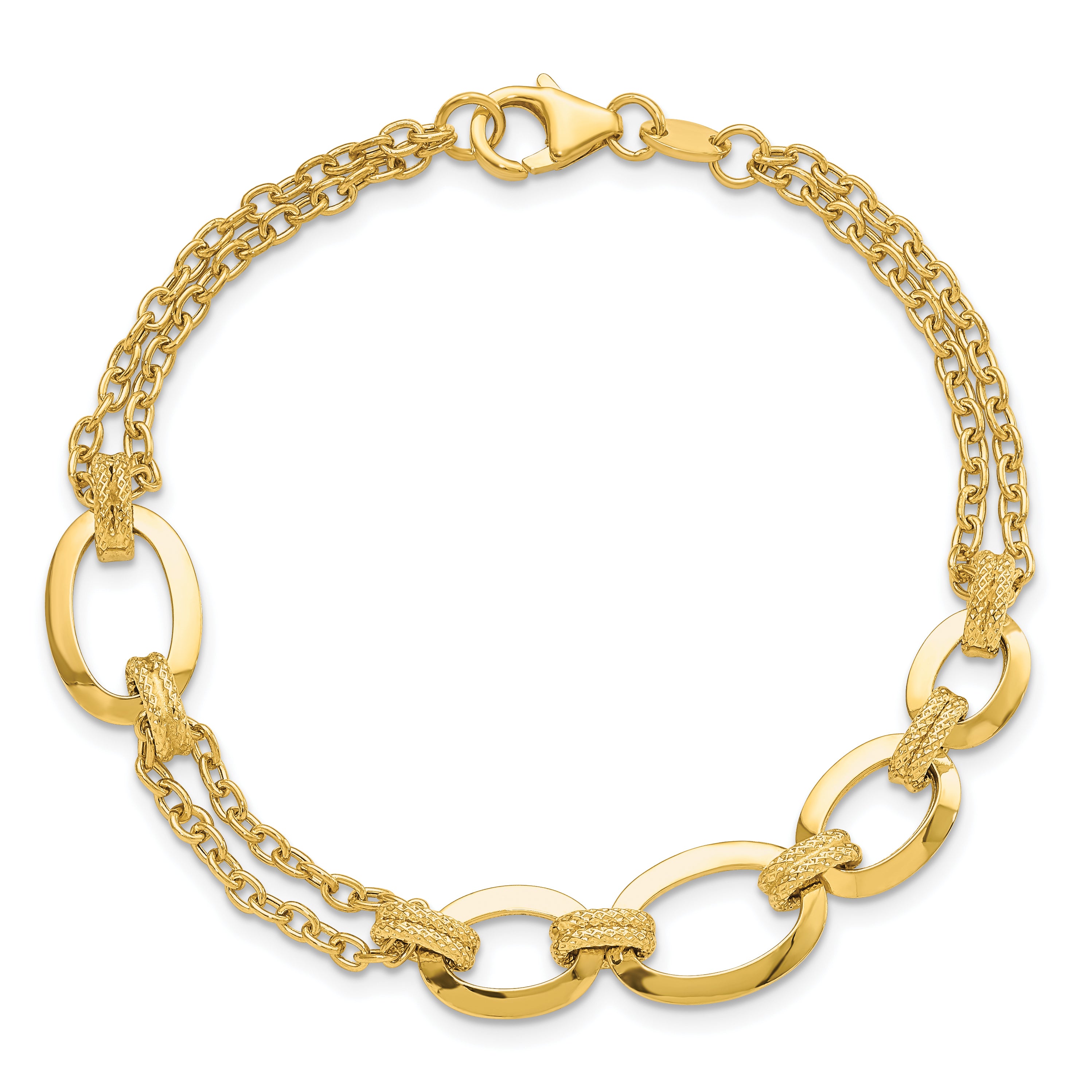 14K Polished Fancy Double-stranded Link Bracelet