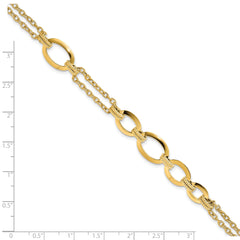 14K Polished Fancy Double-stranded Link Bracelet