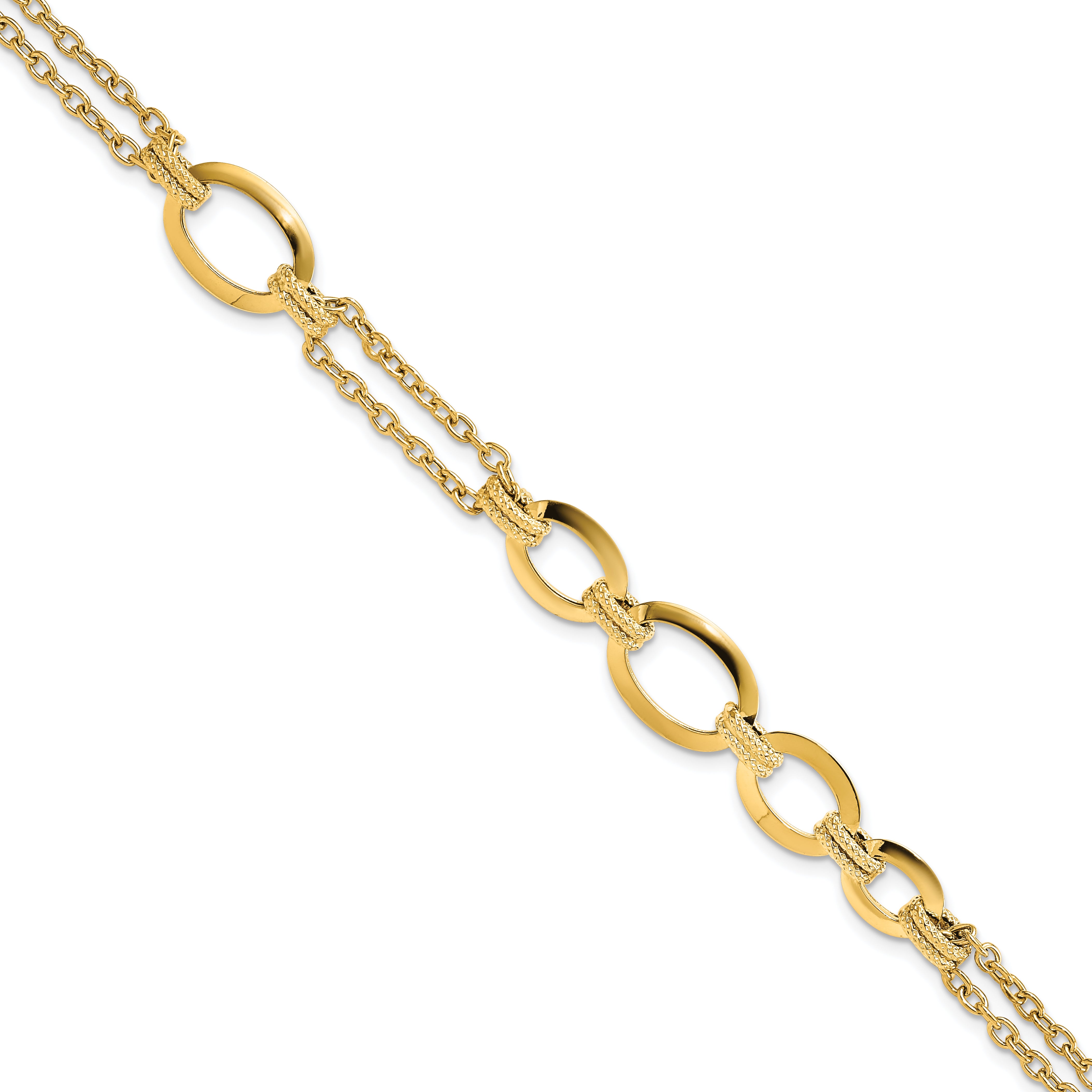 14K Polished Fancy Double-stranded Link Bracelet