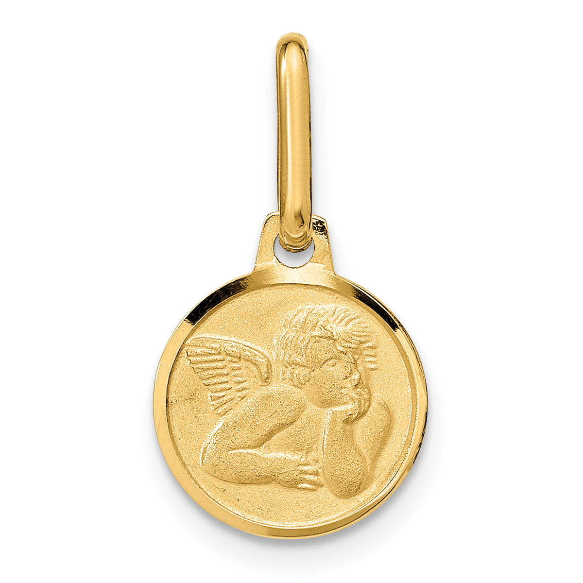 14k Polished and Matte Angel Pendant