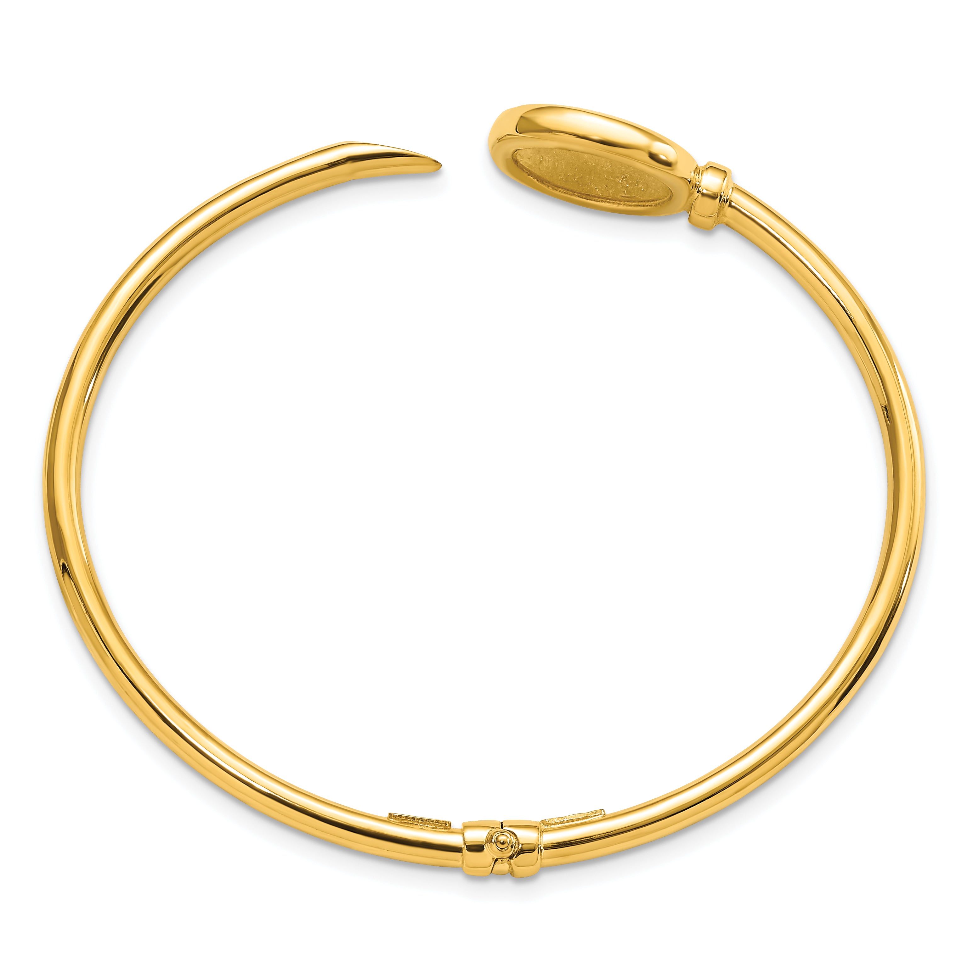 14k Polished and Matte Coin Hinged Bangle