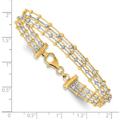 14K Two-Tone Beaded Multi-strand Wire Bangle