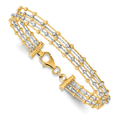 14K Two-Tone Beaded Multi-strand Wire Bangle