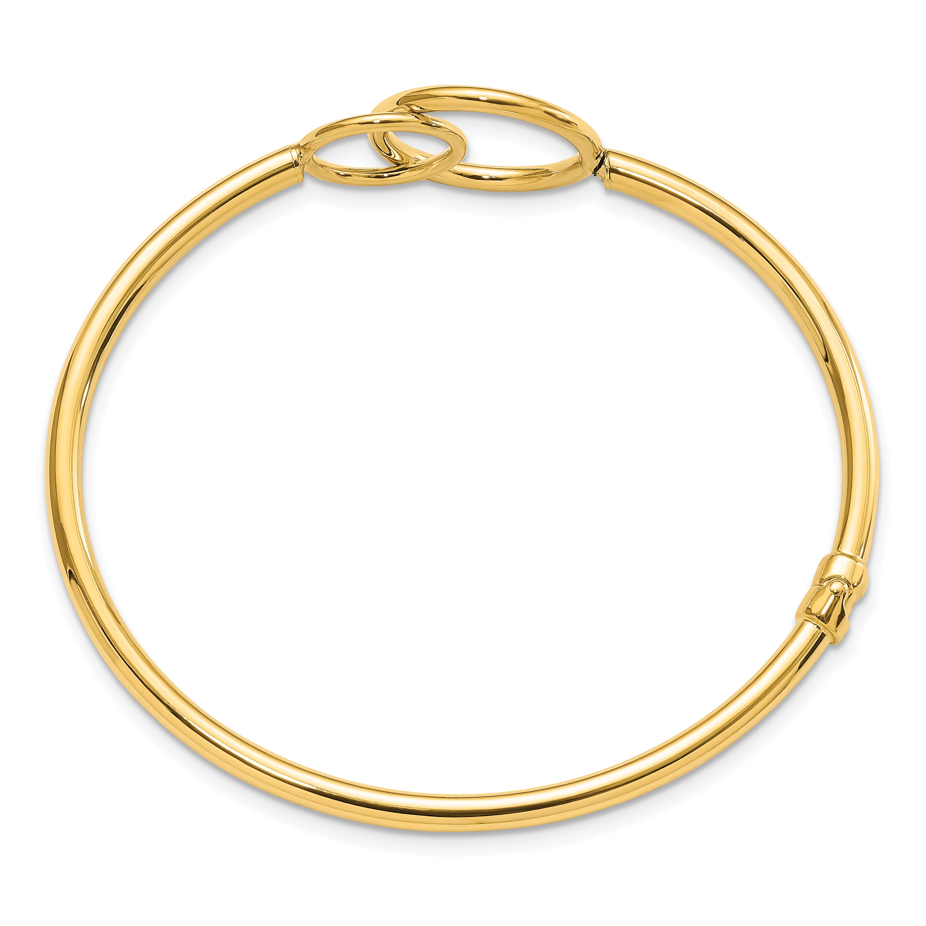 14K Polished Double Circled Hinged Bangle