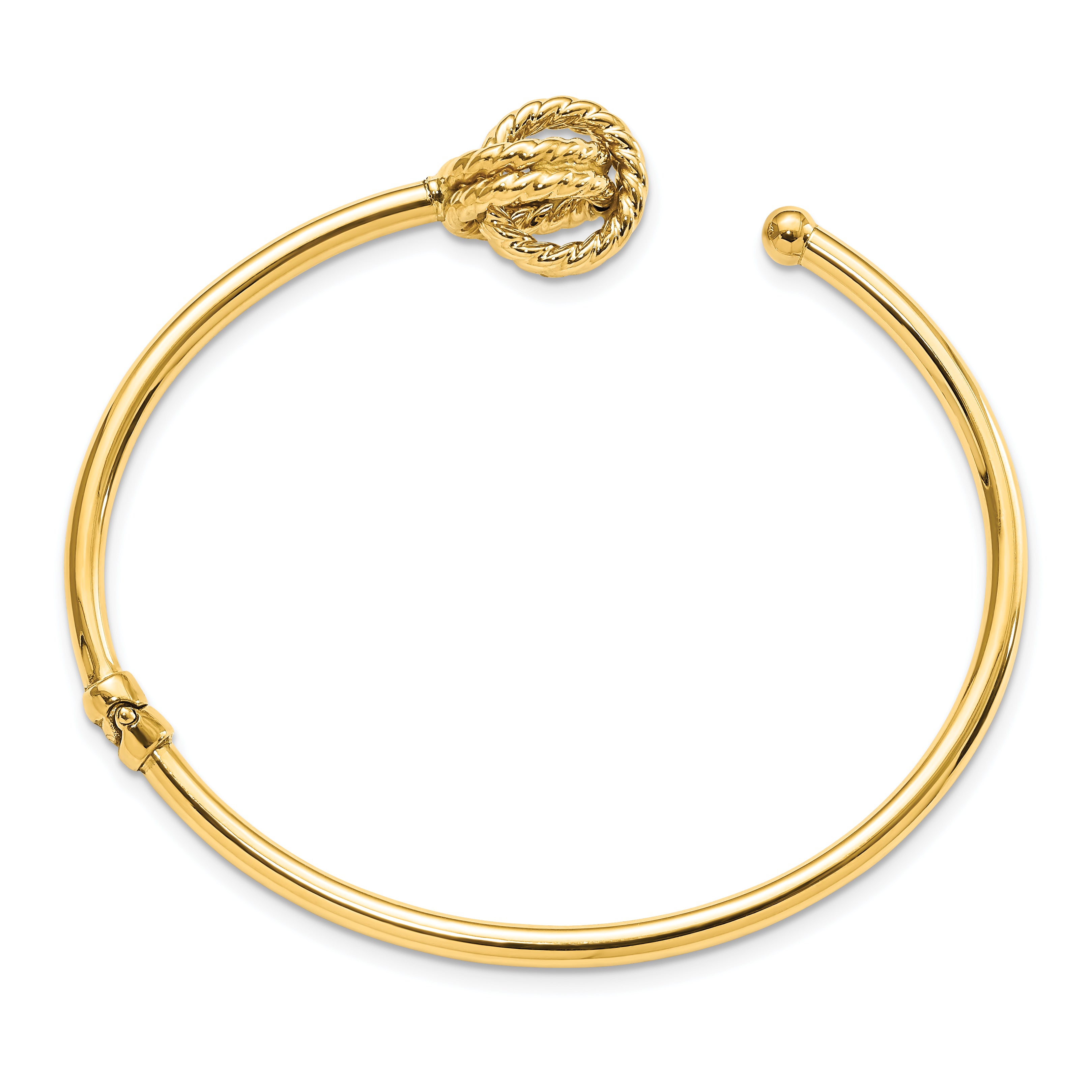 14K Polished Love Knot Hinged Bangle