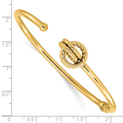 14K Polished Love Knot Hinged Bangle