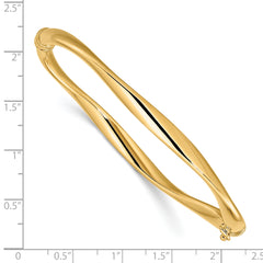 14K Polished Twisted Hinged Bangle