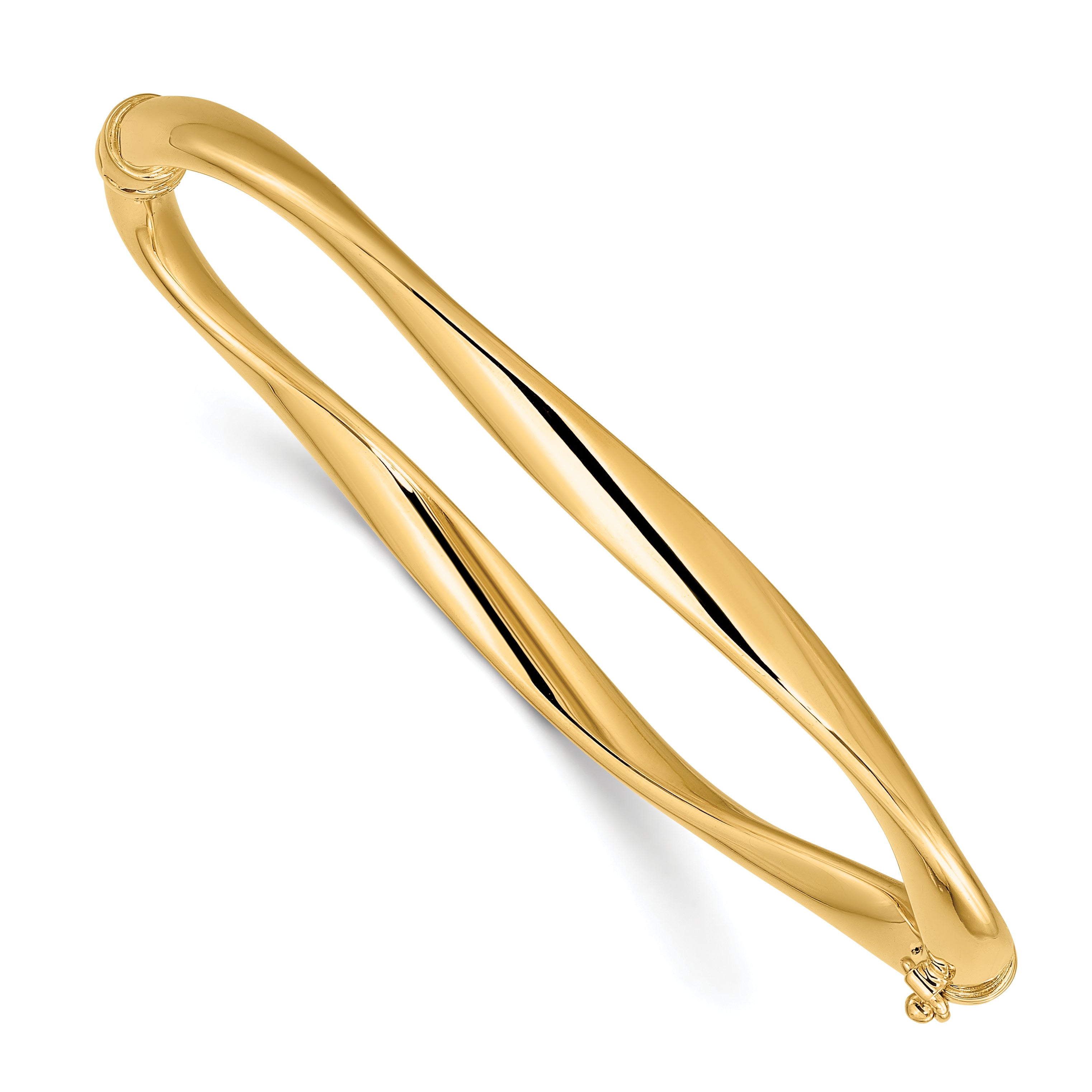 14K Polished Twisted Hinged Bangle