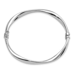 14K White Gold Polished Twisted Hinged Bangle