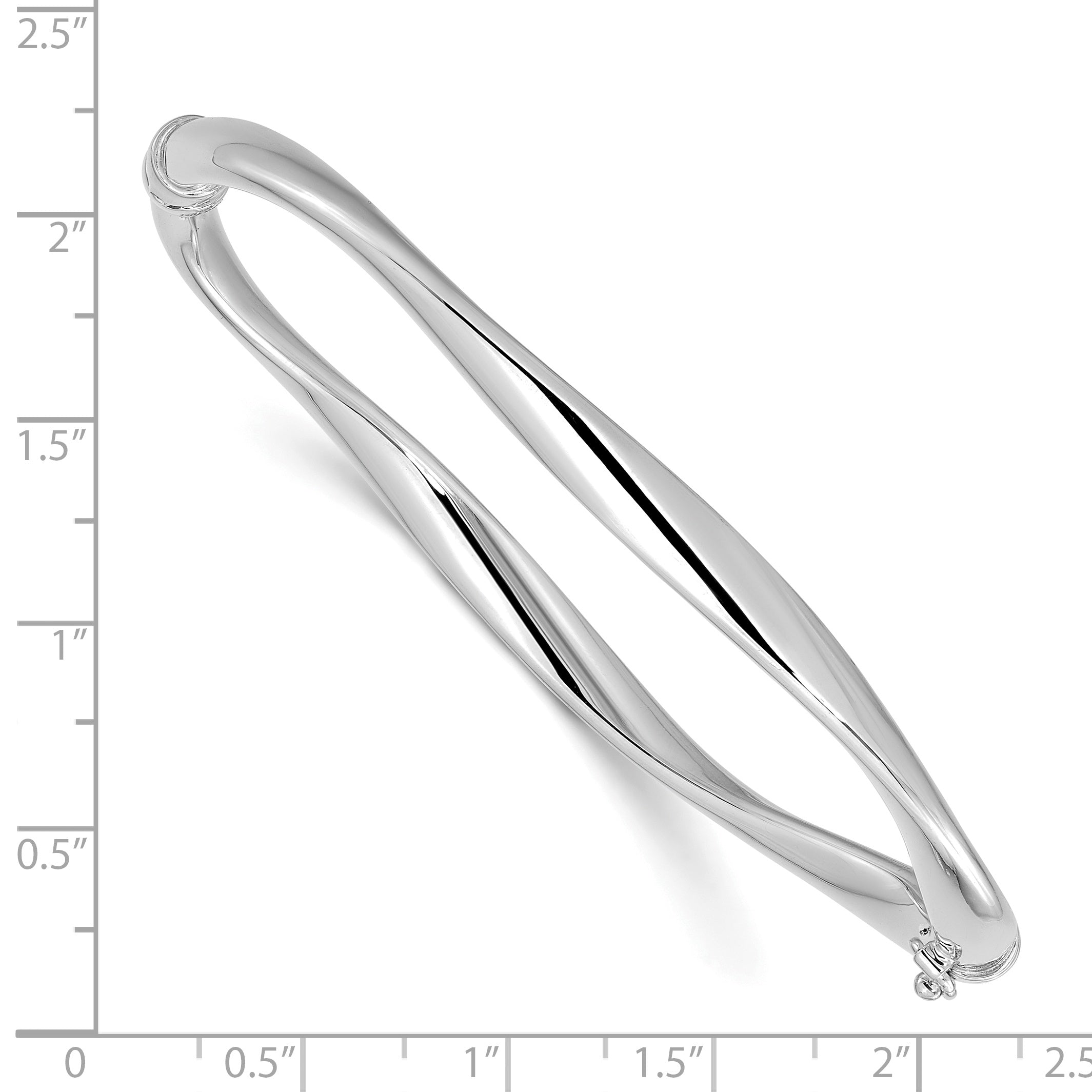 14K White Gold Polished Twisted Hinged Bangle