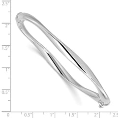 14K White Gold Polished Twisted Hinged Bangle