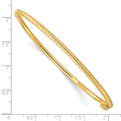 14K Polished Textured Hinged Bangle