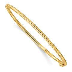 14K Polished Textured Hinged Bangle