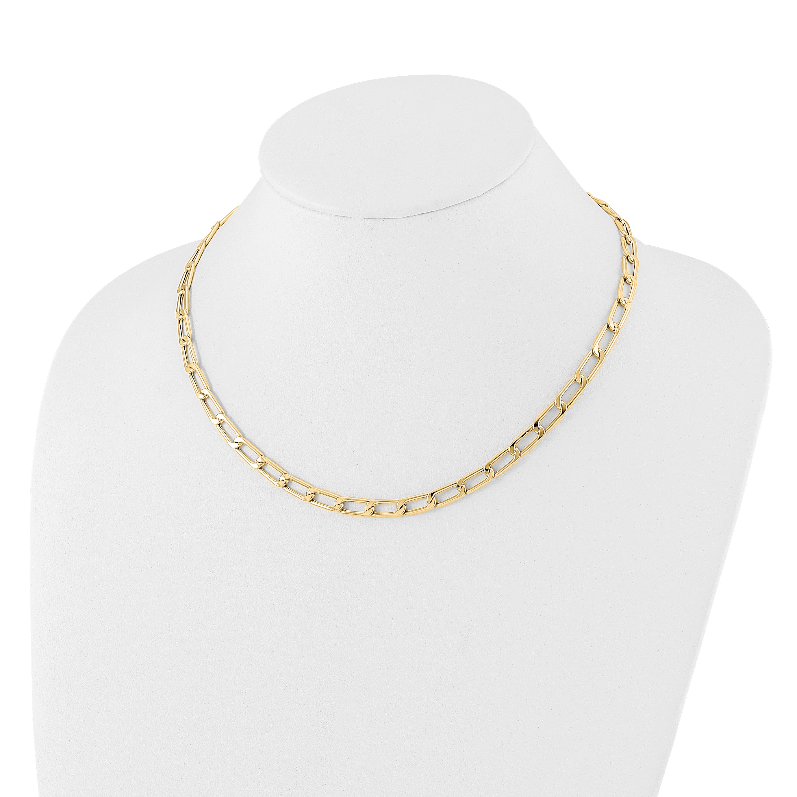 14K Polished Hollow Fancy Link Necklace