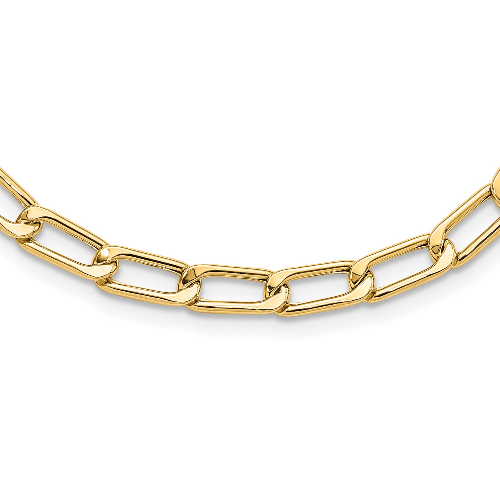 14K Polished Hollow Fancy Link Necklace