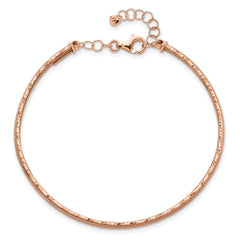 14K Rose Gold Dia-cut and Textured with Safety Chain Bangle