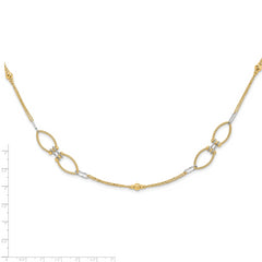 14K Two-tone Dia-cut Beads Fancy Link with 1in. ext Necklace