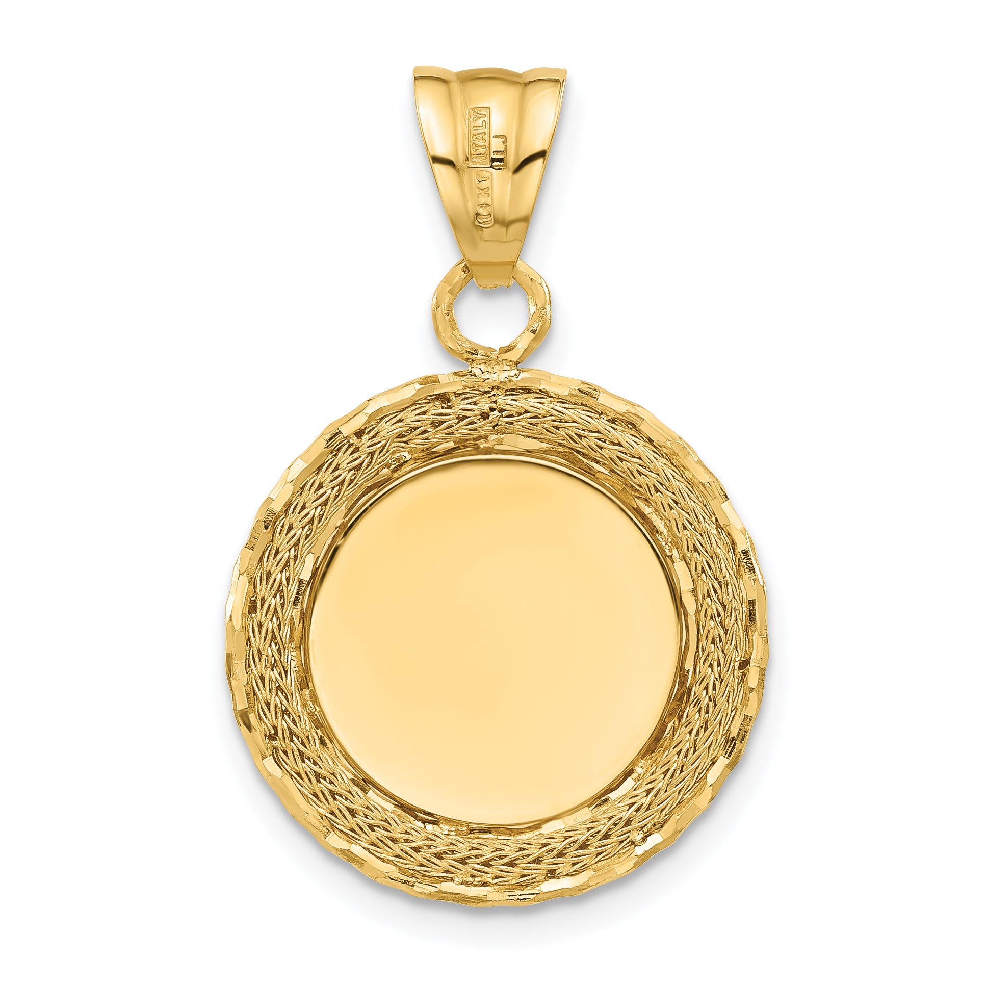 14K Diamond-cut Natural Shell Floral Cameo Pendant