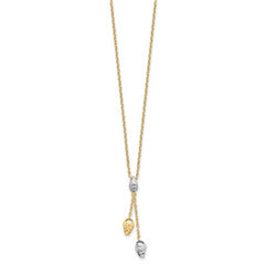 14K Two-tone Diamond-cut Beads Drop Necklace