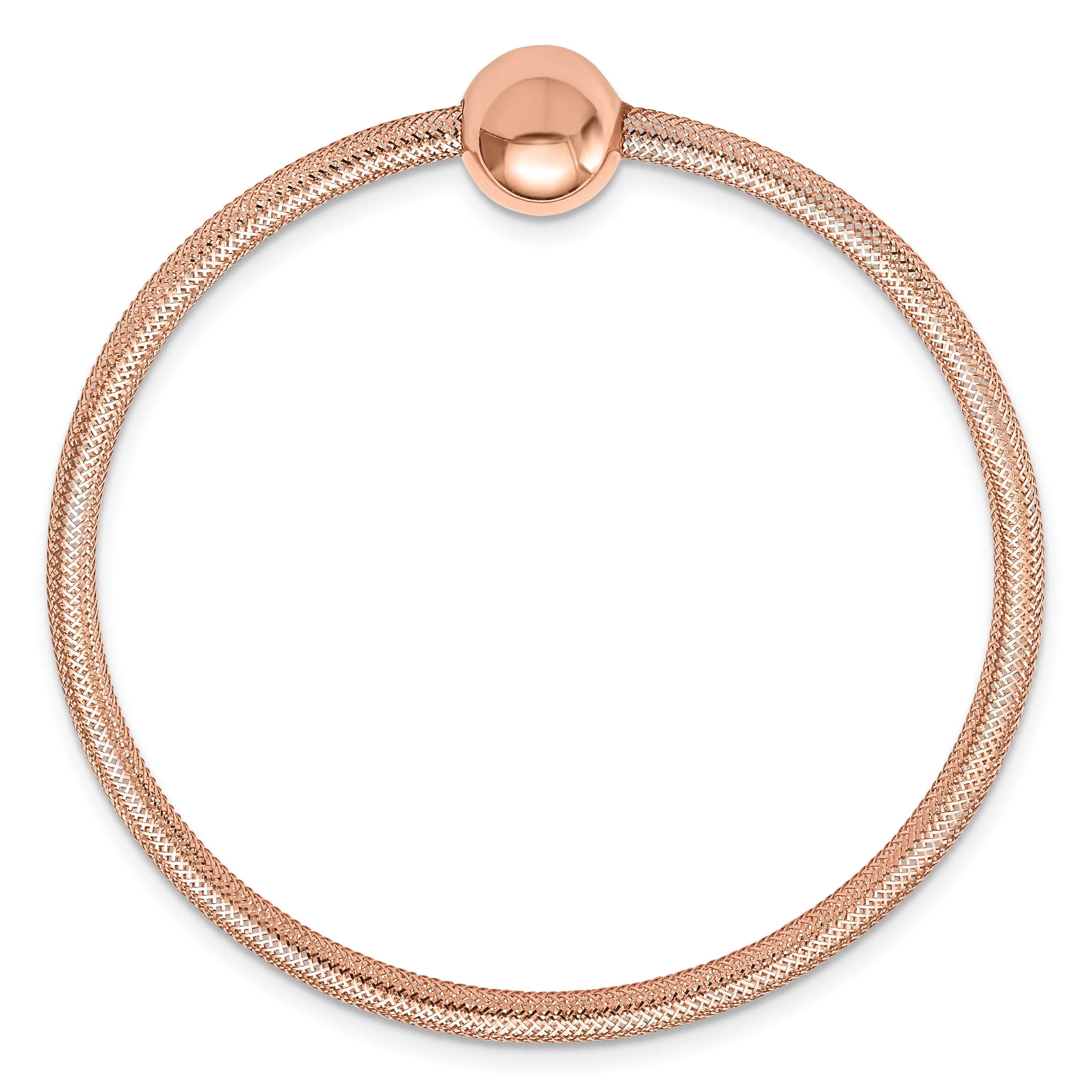 14K Rose Gold Polished with Bead Stretch Bracelet