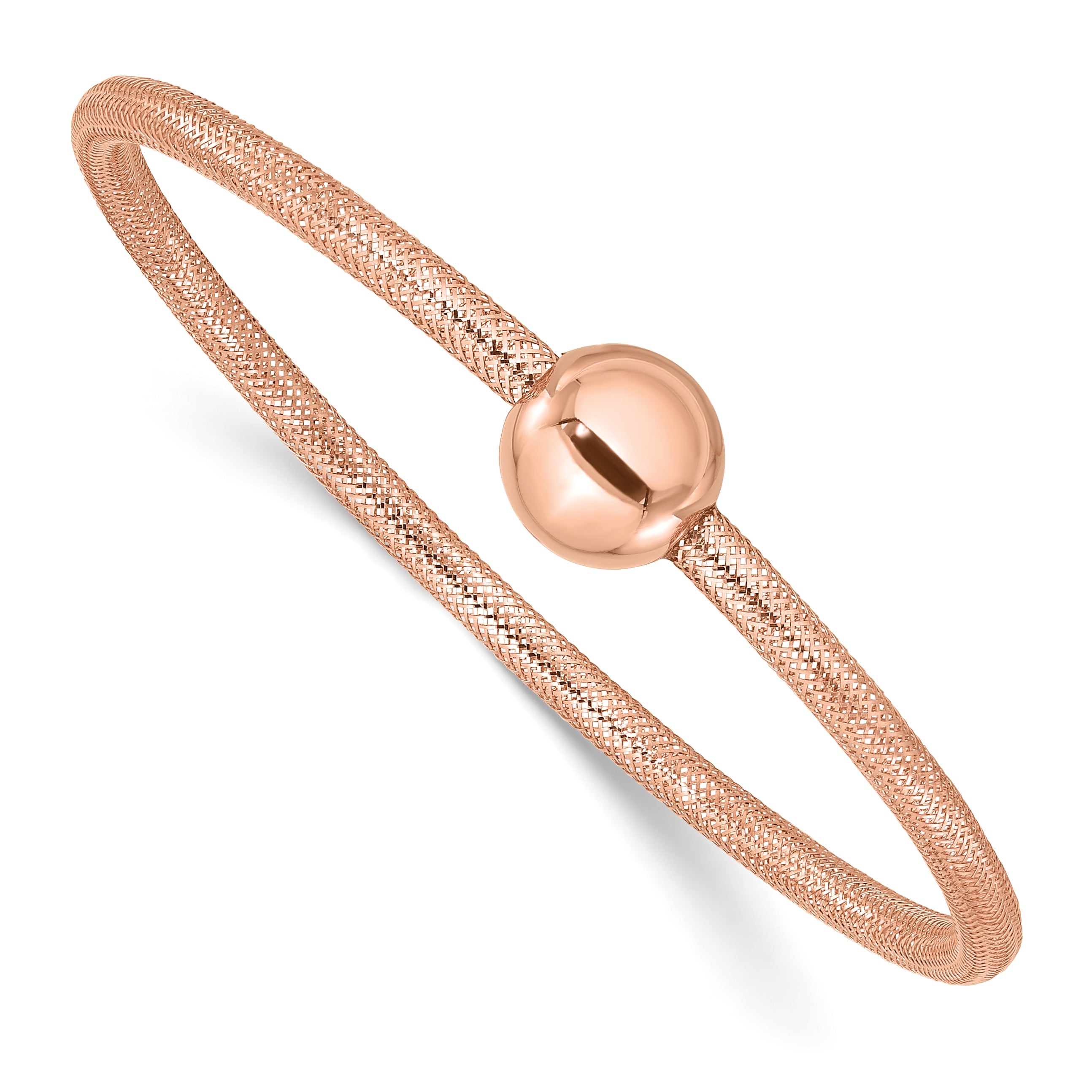 14K Rose Gold Polished with Bead Stretch Bracelet