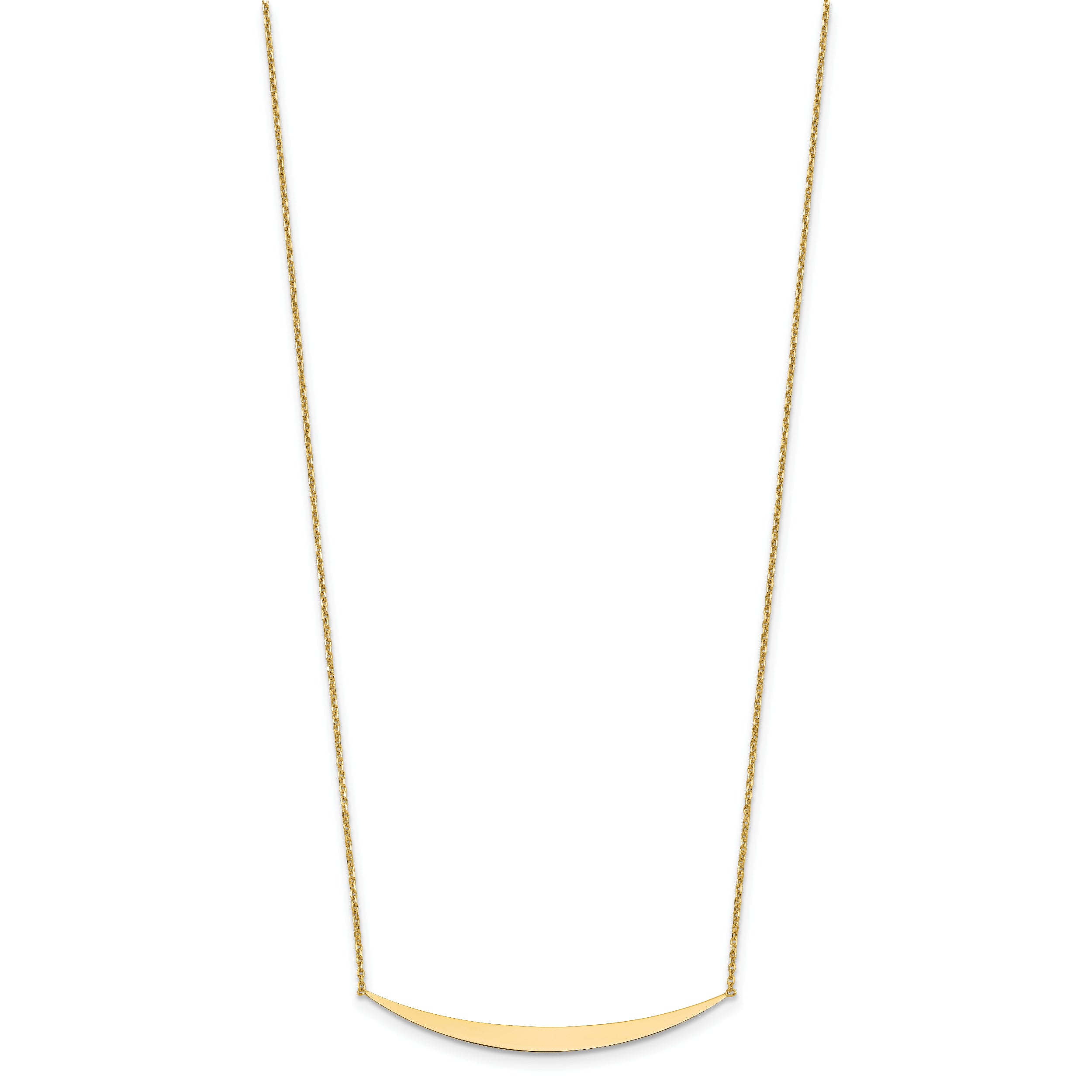 14K Polished Curved Bar with 2in. ext. Necklace