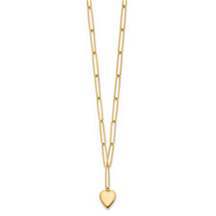 14K Polished Heart Paperclip Link Necklace