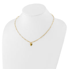 14K Polished Heart Paperclip Link Necklace