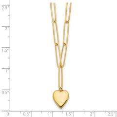 14K Polished Heart Paperclip Link Necklace