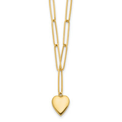 14K Polished Heart Paperclip Link Necklace