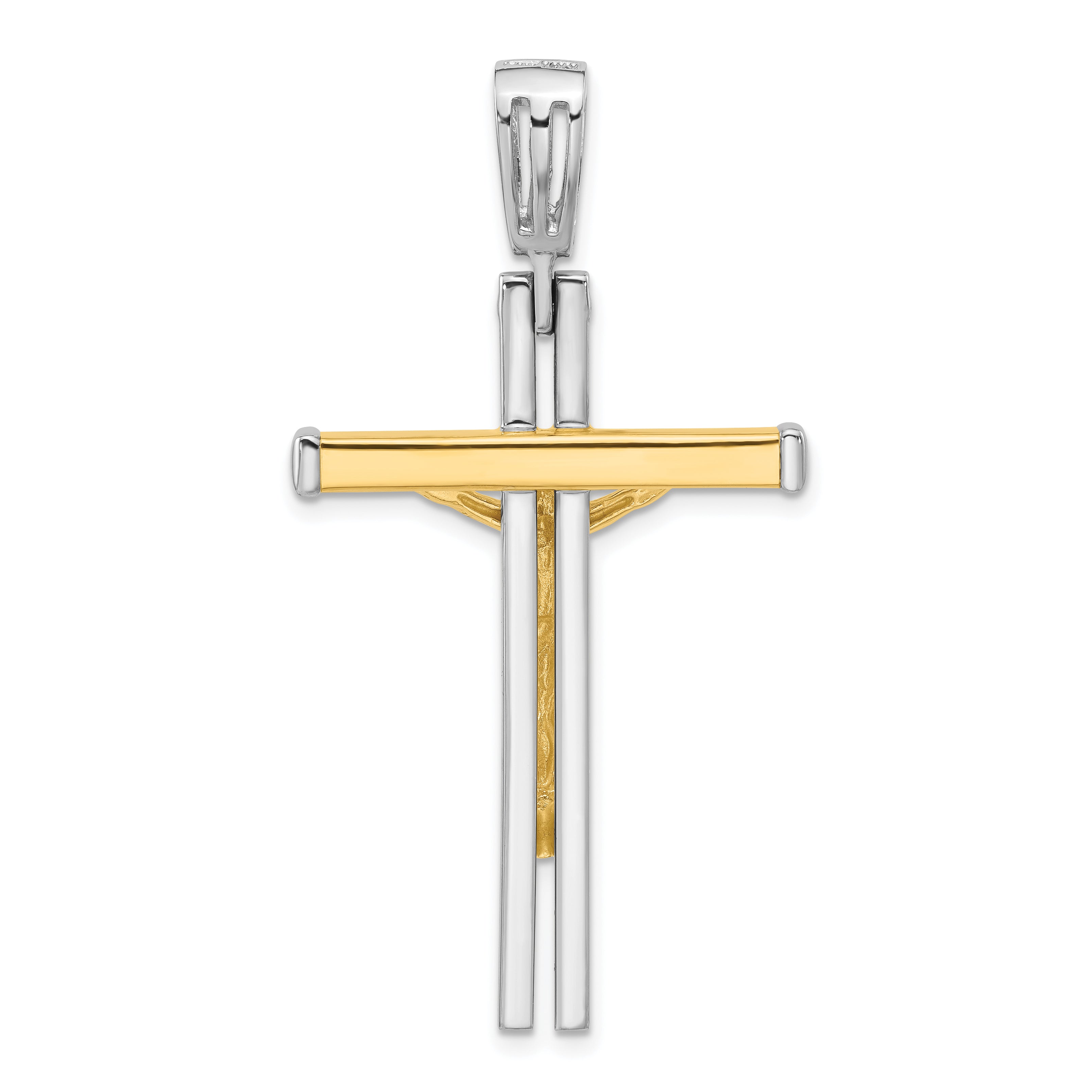 14K Two-tone Polished Crucifix Pendant