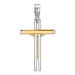 14K Two-tone Polished Crucifix Pendant