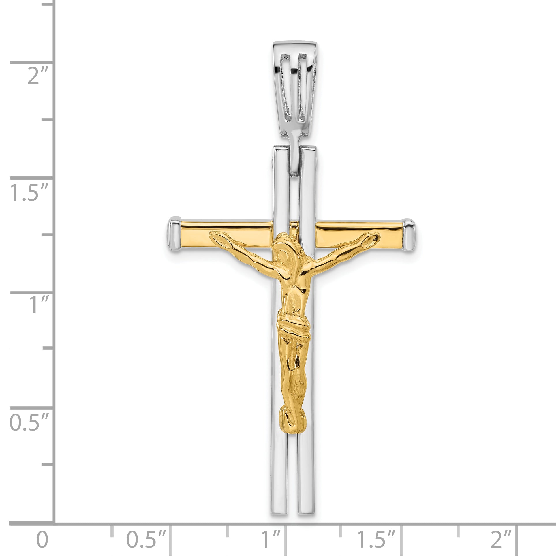 14K Two-tone Polished Crucifix Pendant