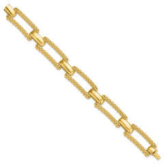 14K Polished and Textured Fancy Bracelet