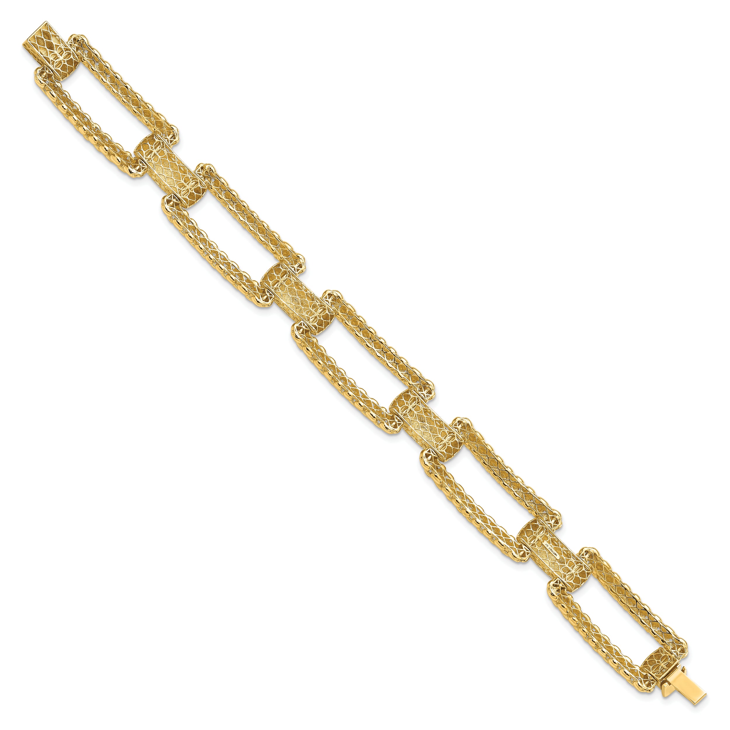 14K Polished and Textured Fancy Bracelet