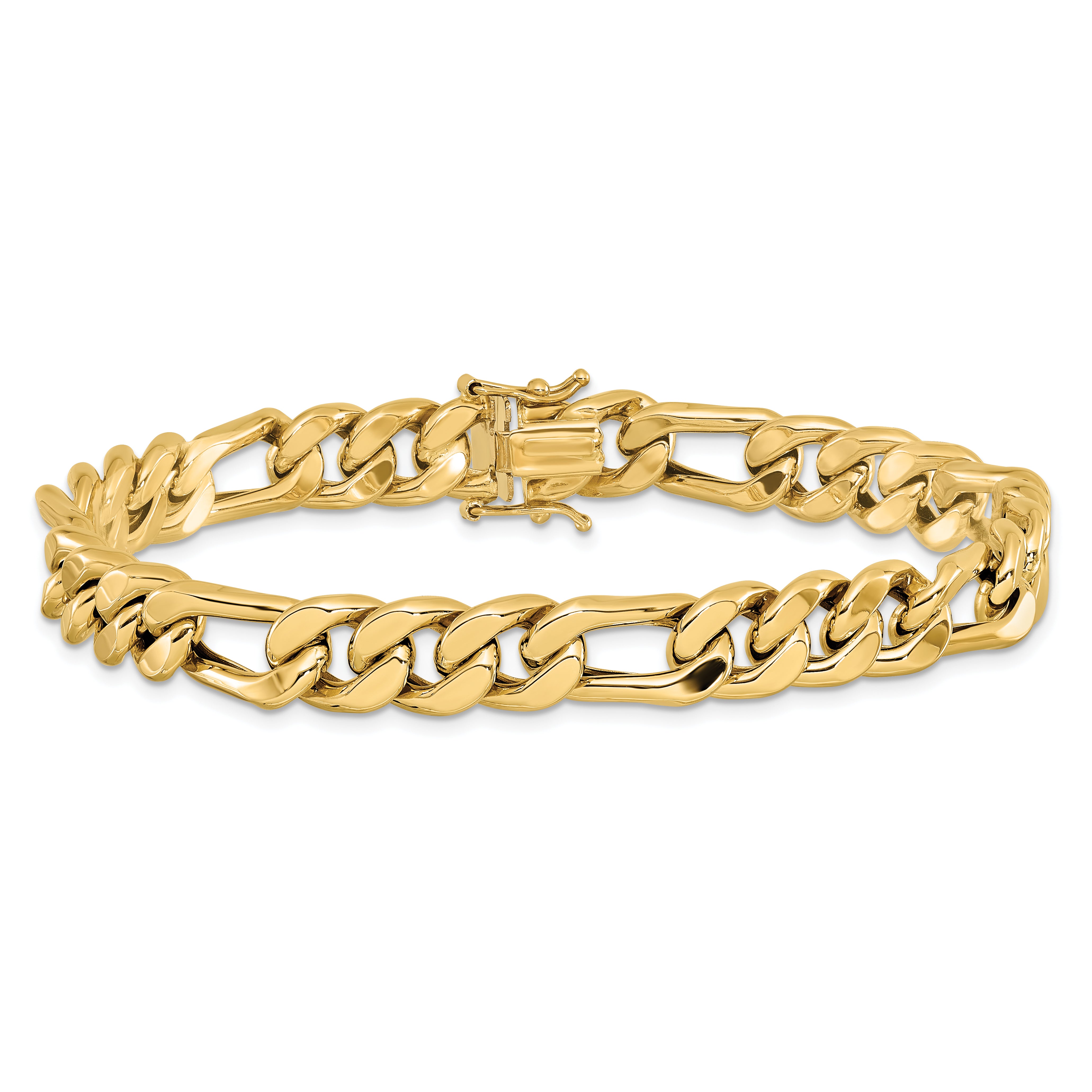 14K Polished Figaro Link Men's Bracelet