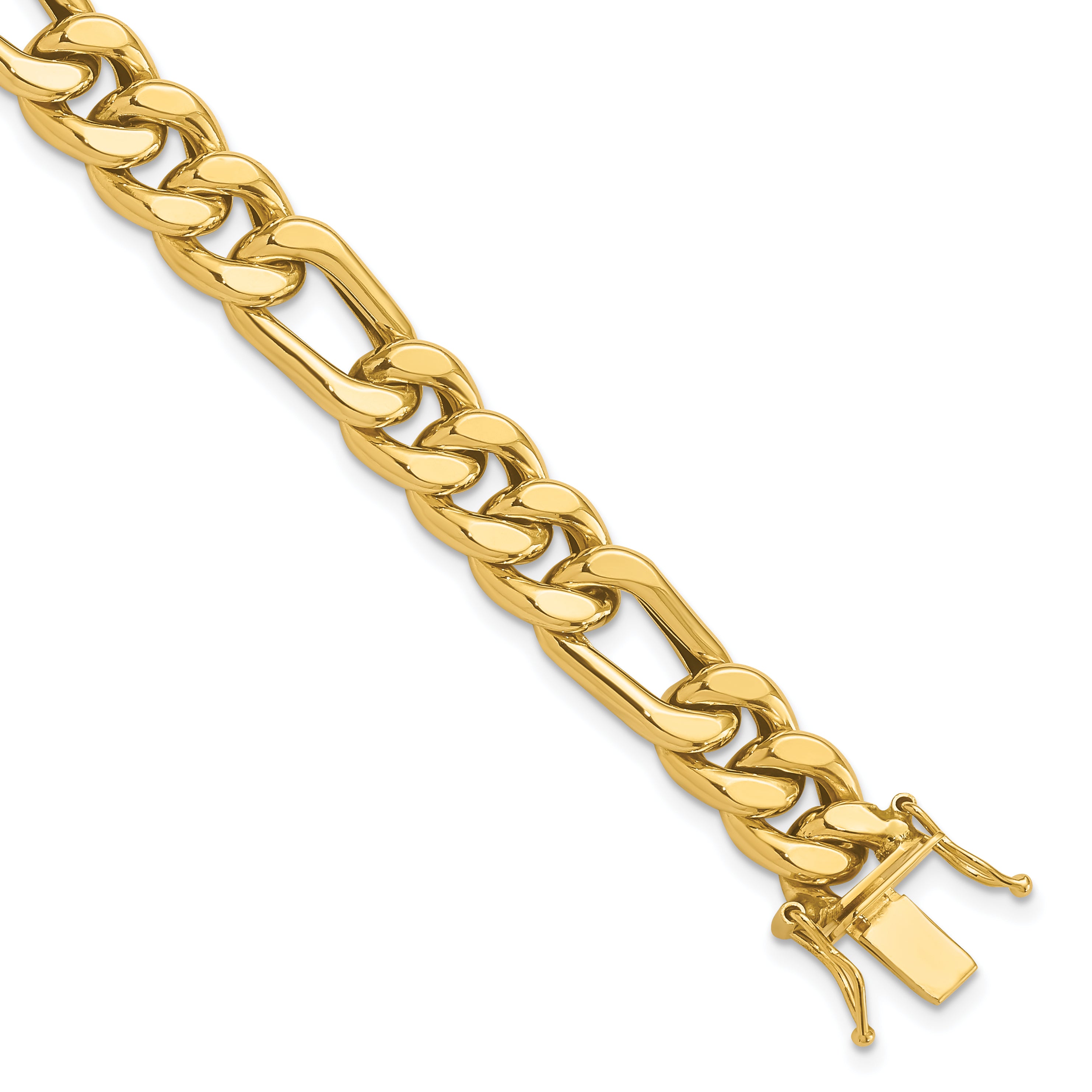 14K Polished Figaro Link Men's Bracelet