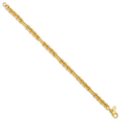 14K Polished and Textured Fancy Link Bracelet