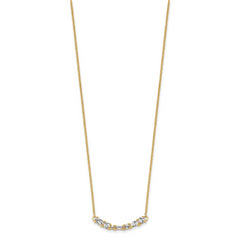 14K and White Rhodium Polished and Diamond-cut Bar Necklace