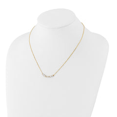 14K and White Rhodium Polished and Diamond-cut Bar Necklace