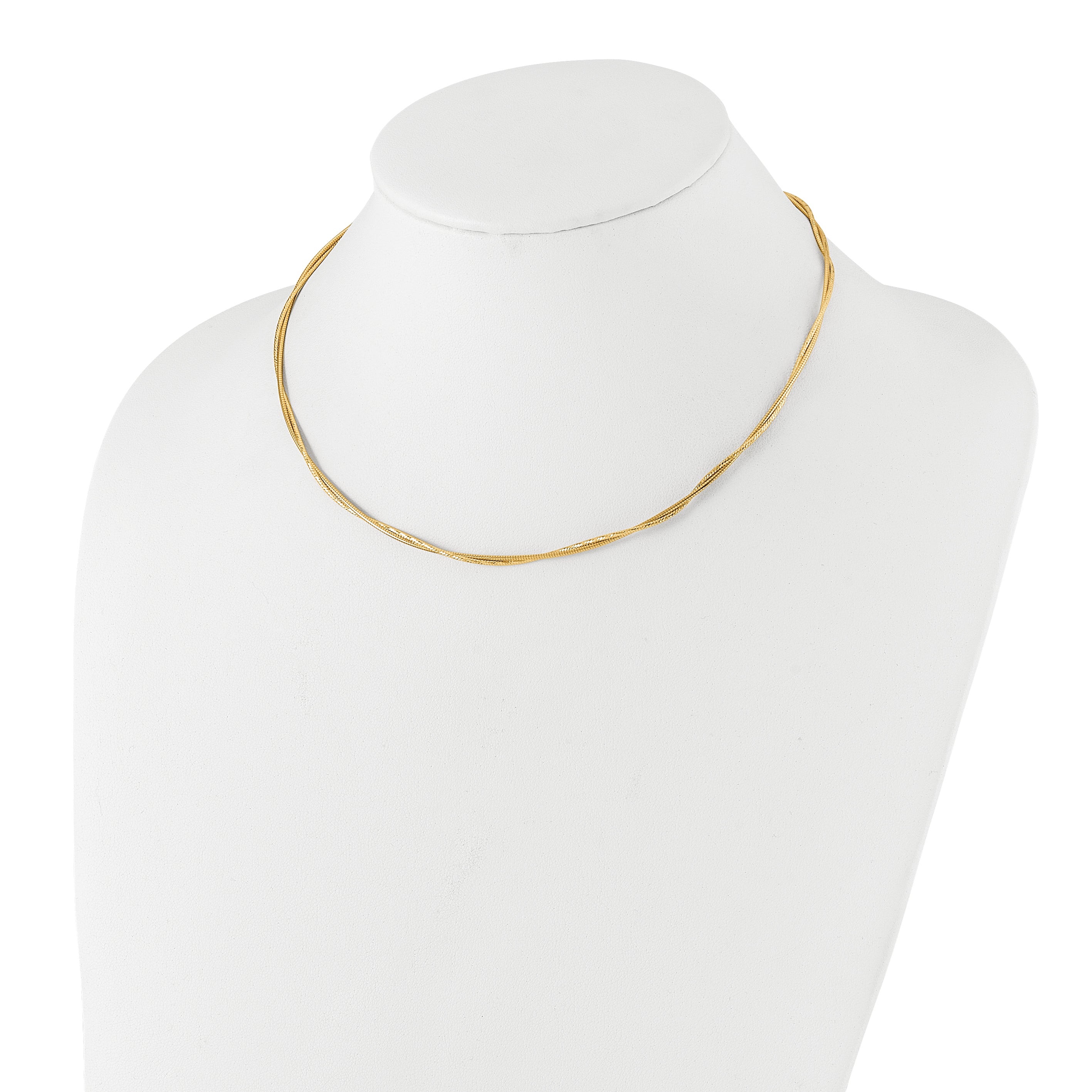 14K Polished and Diamond-Cut Twisted 2-Strand Neckwire Necklace