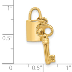 14K Polished Lock and Key Pendant