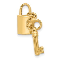 14K Polished Lock and Key Pendant