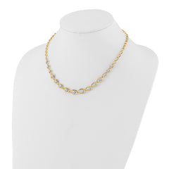 14K Two-tone Polished with Diamond-cut Beads Fancy Necklace