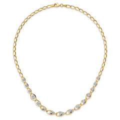 14K Two-tone Polished with Diamond-cut Beads Fancy Necklace