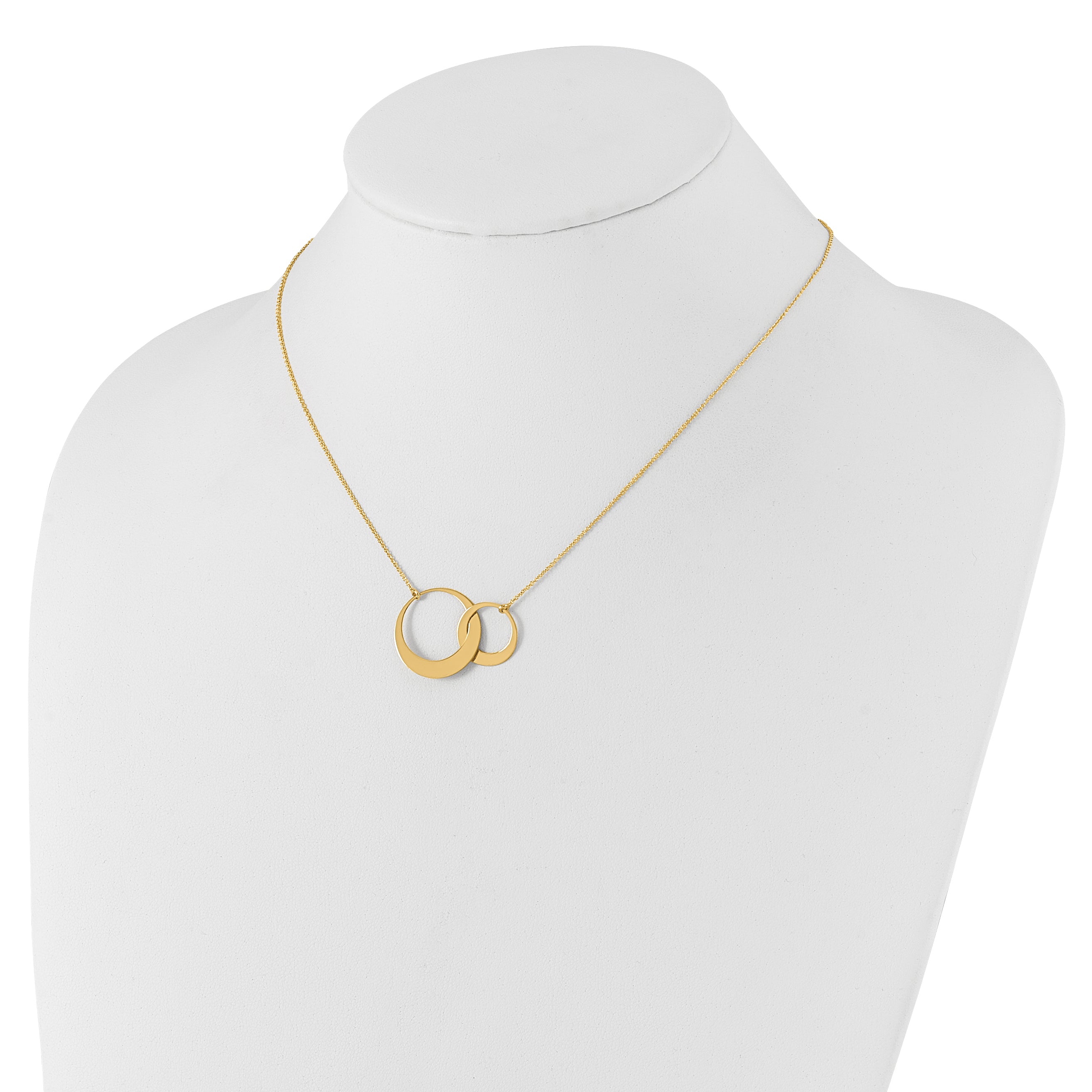 14K Polished Interlocked Circles Fancy with 1in ext. Necklace